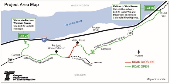 Historic Columbia River Highway closed at Larch Mountain Road through September for landslide repairs
